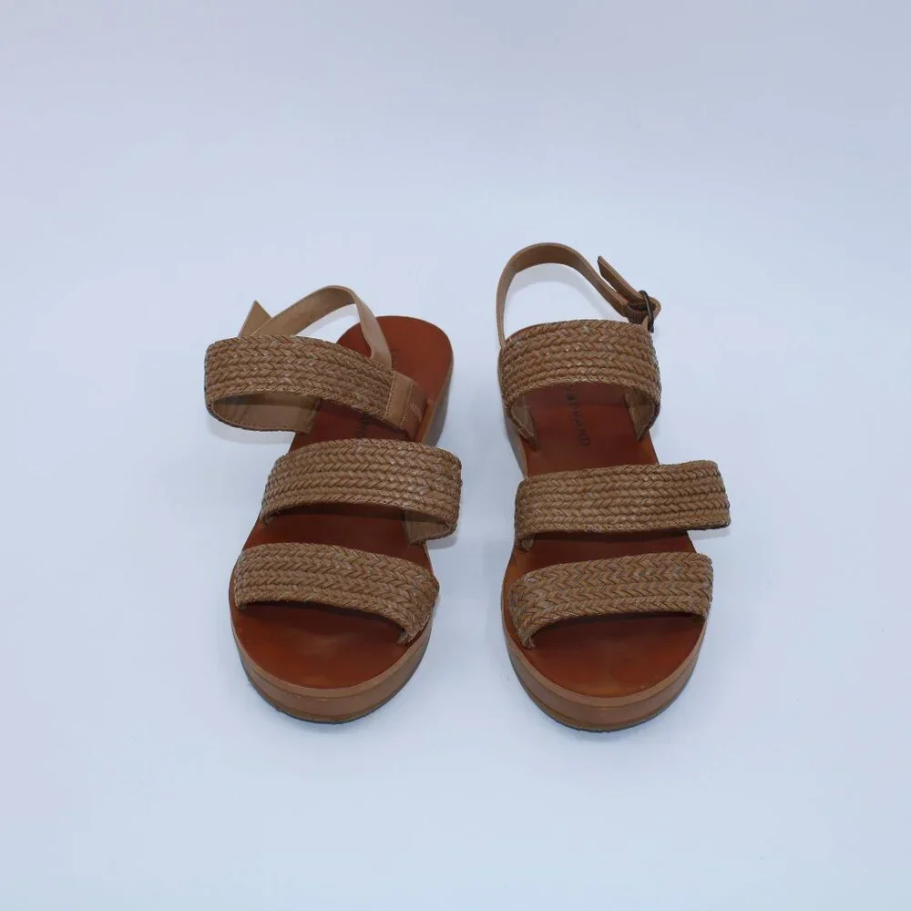 Lucky Brand Women's Brown Woven Strap Low Wedge Open Toe Sandals 6.5M - Picture 7 of 10